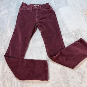 Levi Strauss 724 High Rise Straight Corduroy Pants Burgundy Women's Size 26 x 31